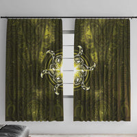 New Zealand Matariki Hiwaiterangi Window Curtain Maori Moko Yellow Galaxy LT05 With Hooks Yellow - Polynesian Pride