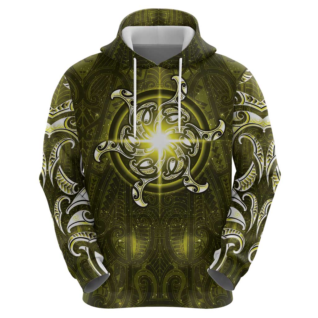 New Zealand Matariki Hiwaiterangi Zip Hoodie Maori Moko Yellow Galaxy LT05 - Polynesian Pride