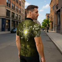 New Zealand Matariki Hiwaiterangi Zipper Polo Shirt Maori Moko Yellow Galaxy LT05 - Polynesian Pride