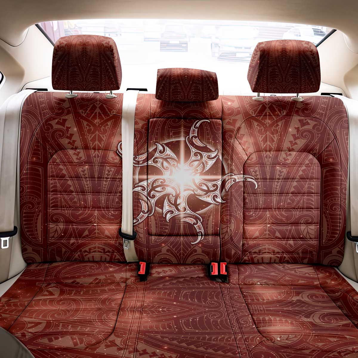 New Zealand Matariki Pohutukawa Back Car Seat Cover Maori Moko Red Galaxy LT05 - Polynesian Pride
