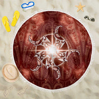 New Zealand Matariki Pohutukawa Beach Blanket Maori Moko Red Galaxy LT05 One Size 150cm Red - Polynesian Pride