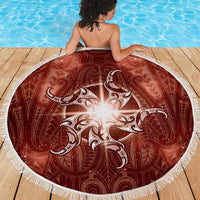 New Zealand Matariki Pohutukawa Beach Blanket Maori Moko Red Galaxy LT05 - Polynesian Pride