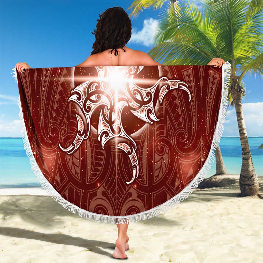 New Zealand Matariki Pohutukawa Beach Blanket Maori Moko Red Galaxy LT05 - Polynesian Pride