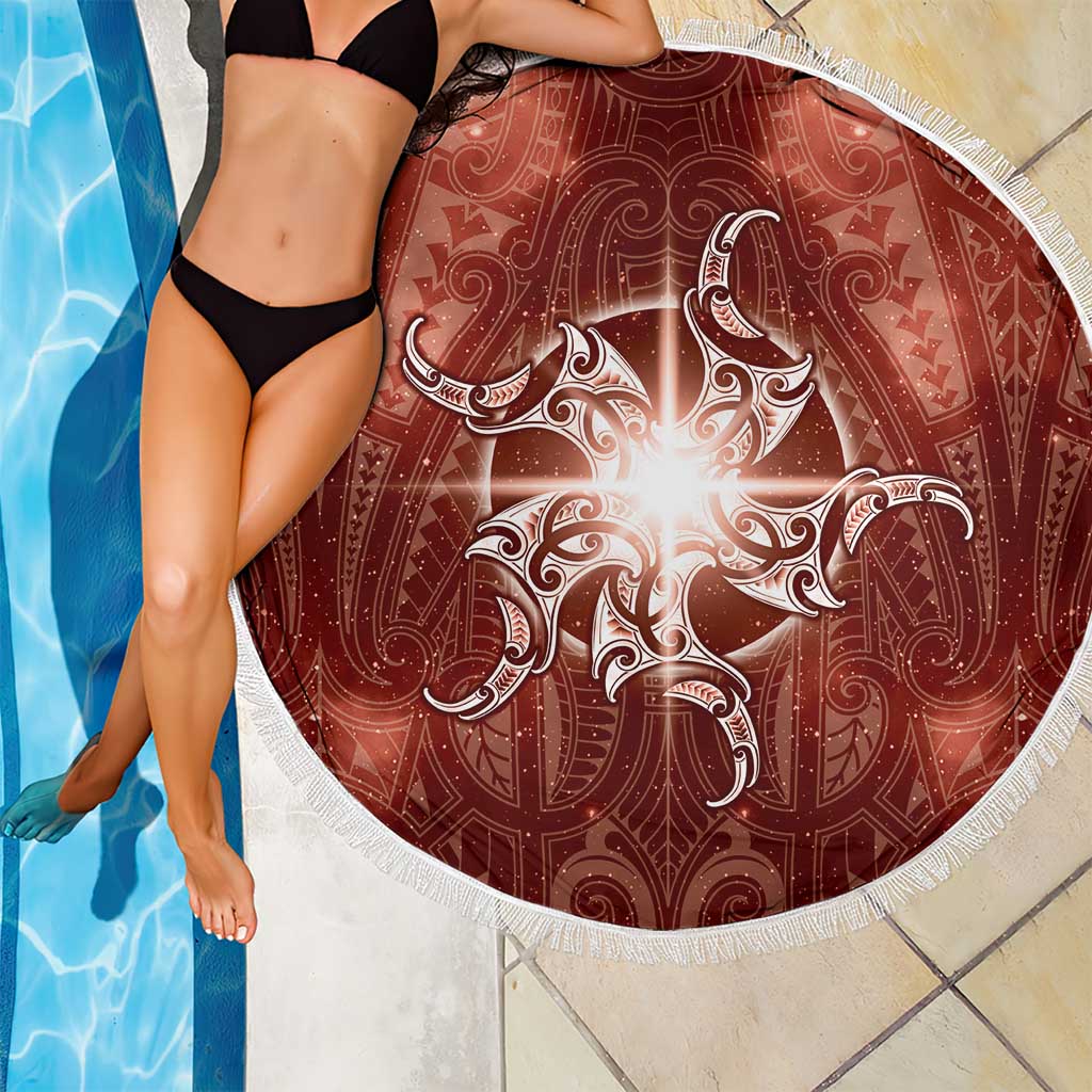New Zealand Matariki Pohutukawa Beach Blanket Maori Moko Red Galaxy LT05 - Polynesian Pride