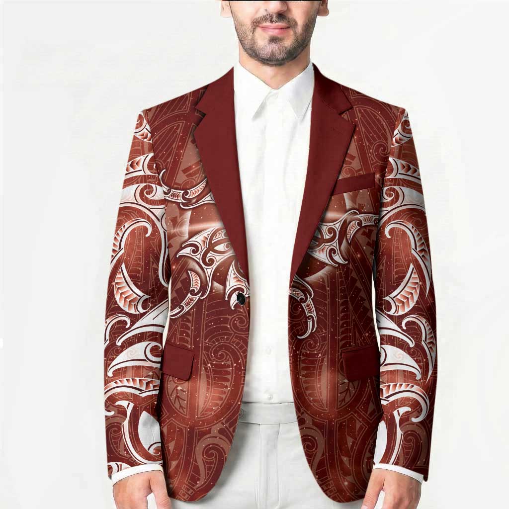 New Zealand Matariki Pohutukawa Blazer Maori Moko Red Galaxy LT05 - Polynesian Pride