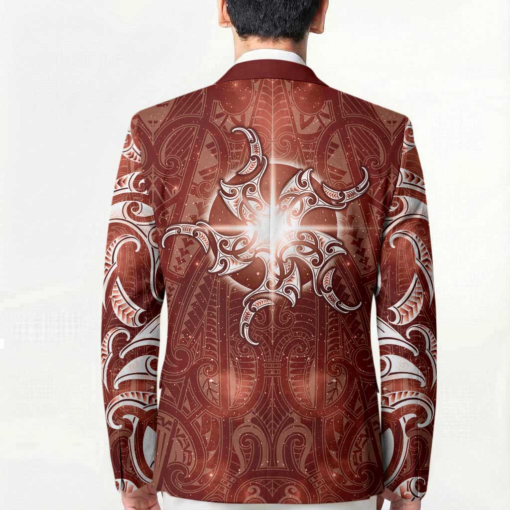 New Zealand Matariki Pohutukawa Blazer Maori Moko Red Galaxy LT05 - Polynesian Pride