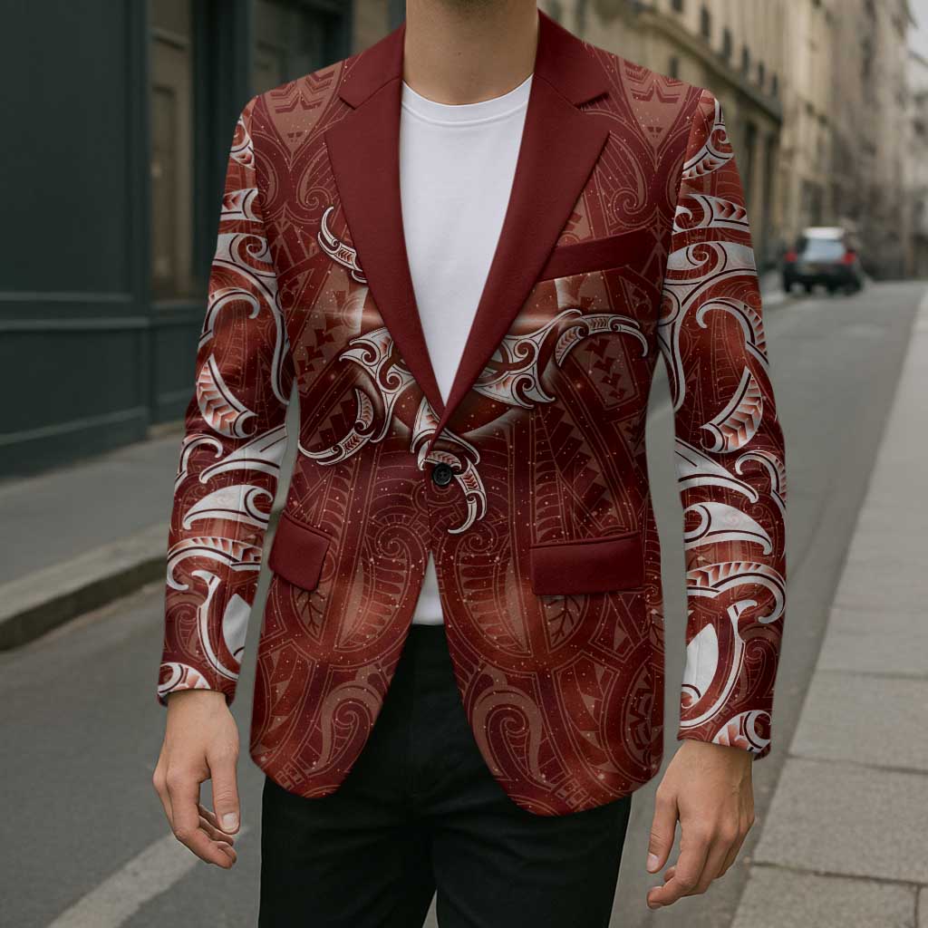 New Zealand Matariki Pohutukawa Blazer Maori Moko Red Galaxy LT05 - Polynesian Pride