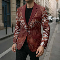 New Zealand Matariki Pohutukawa Blazer Maori Moko Red Galaxy LT05 - Polynesian Pride