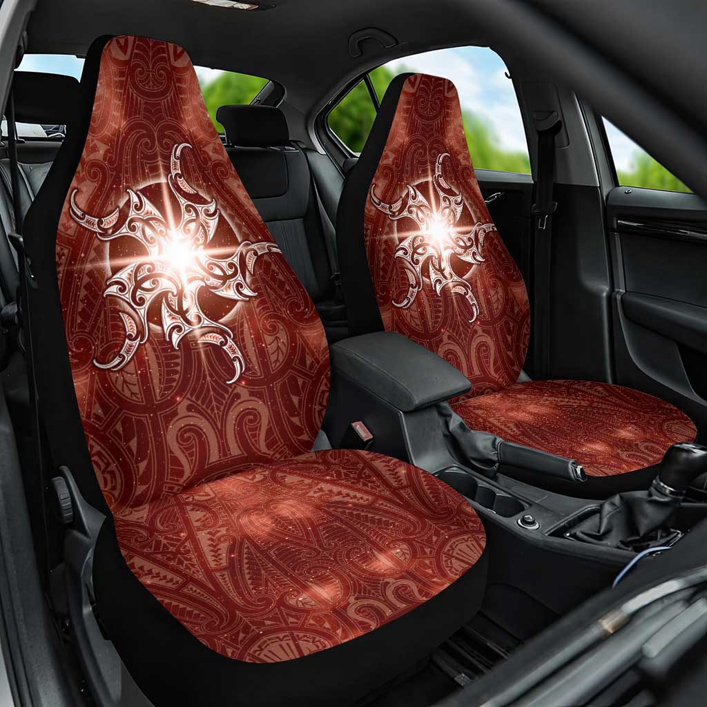 New Zealand Matariki Pohutukawa Car Seat Cover Maori Moko Red Galaxy LT05 One Size Red - Polynesian Pride