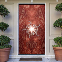 New Zealand Matariki Pohutukawa Door Cover Maori Moko Red Galaxy LT05 Red - Polynesian Pride