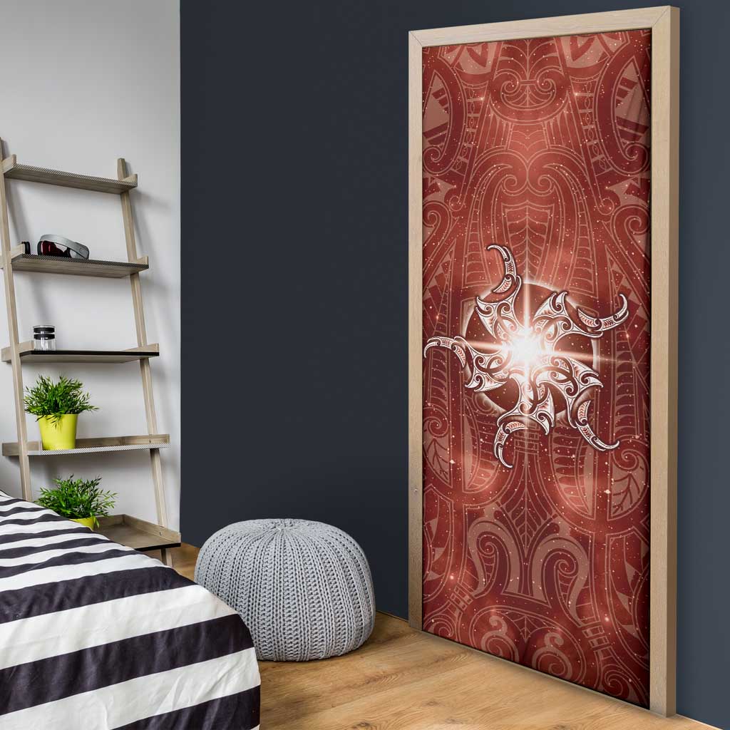 New Zealand Matariki Pohutukawa Door Cover Maori Moko Red Galaxy LT05 - Polynesian Pride