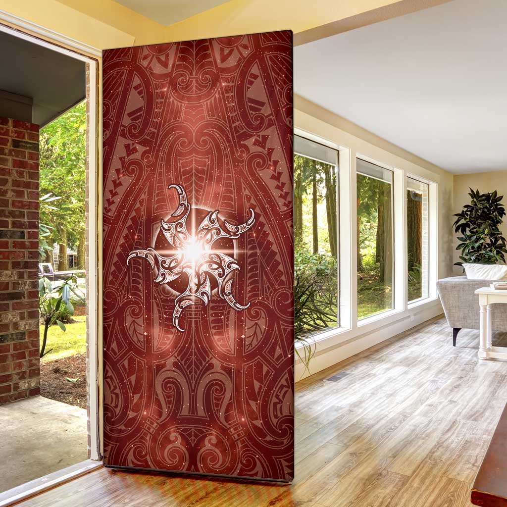 New Zealand Matariki Pohutukawa Door Cover Maori Moko Red Galaxy LT05 - Polynesian Pride
