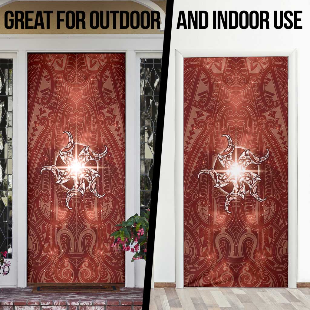 New Zealand Matariki Pohutukawa Door Cover Maori Moko Red Galaxy LT05 - Polynesian Pride