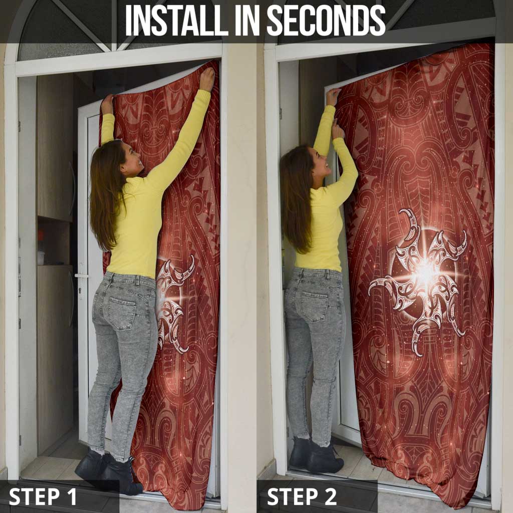 New Zealand Matariki Pohutukawa Door Cover Maori Moko Red Galaxy LT05 - Polynesian Pride
