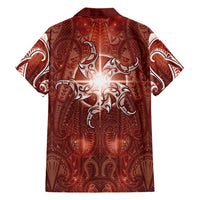 New Zealand Matariki Pohutukawa Family Matching Short Sleeve Bodycon Dress and Hawaiian Shirt Maori Moko Red Galaxy LT05 - Polynesian Pride