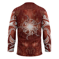 New Zealand Matariki Pohutukawa Hockey Jersey Maori Moko Red Galaxy LT05 - Polynesian Pride