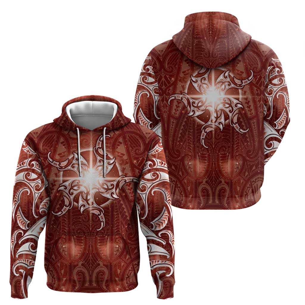 New Zealand Matariki Pohutukawa Hoodie Maori Moko Red Galaxy LT05 - Polynesian Pride