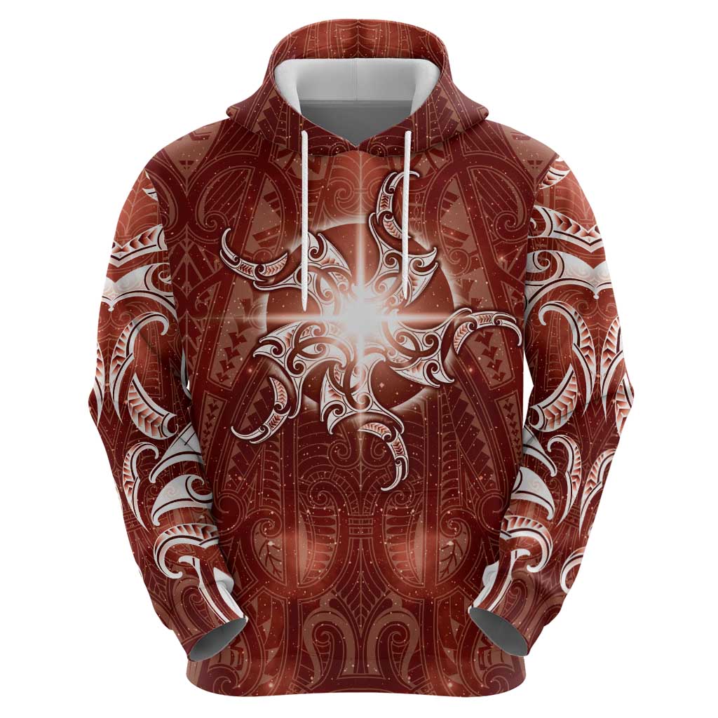 New Zealand Matariki Pohutukawa Hoodie Maori Moko Red Galaxy LT05 - Polynesian Pride