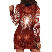 New Zealand Matariki Pohutukawa Hoodie Dress Maori Moko Red Galaxy LT05 - Polynesian Pride