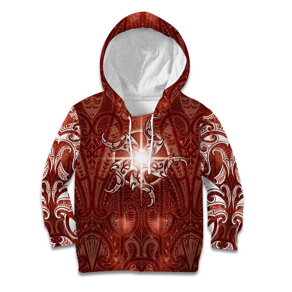 New Zealand Matariki Pohutukawa Kid Hoodie Maori Moko Red Galaxy LT05 Hoodie Red - Polynesian Pride