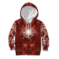 New Zealand Matariki Pohutukawa Kid Hoodie Maori Moko Red Galaxy LT05 Hoodie Red - Polynesian Pride