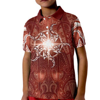 New Zealand Matariki Pohutukawa Kid Polo Shirt Maori Moko Red Galaxy LT05 Kid Red - Polynesian Pride