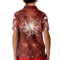 New Zealand Matariki Pohutukawa Kid Polo Shirt Maori Moko Red Galaxy LT05 - Polynesian Pride
