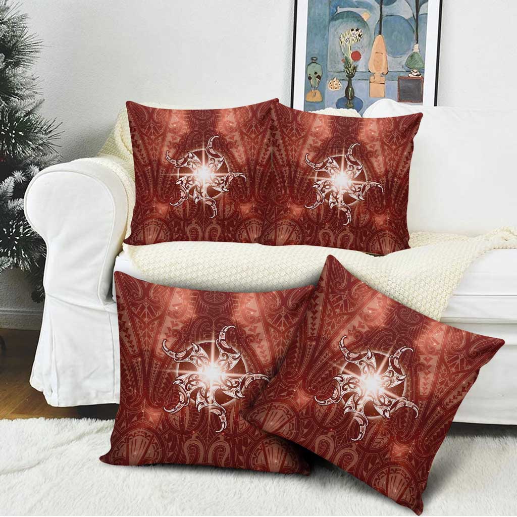 New Zealand Matariki Pohutukawa Pillow Cover Maori Moko Red Galaxy