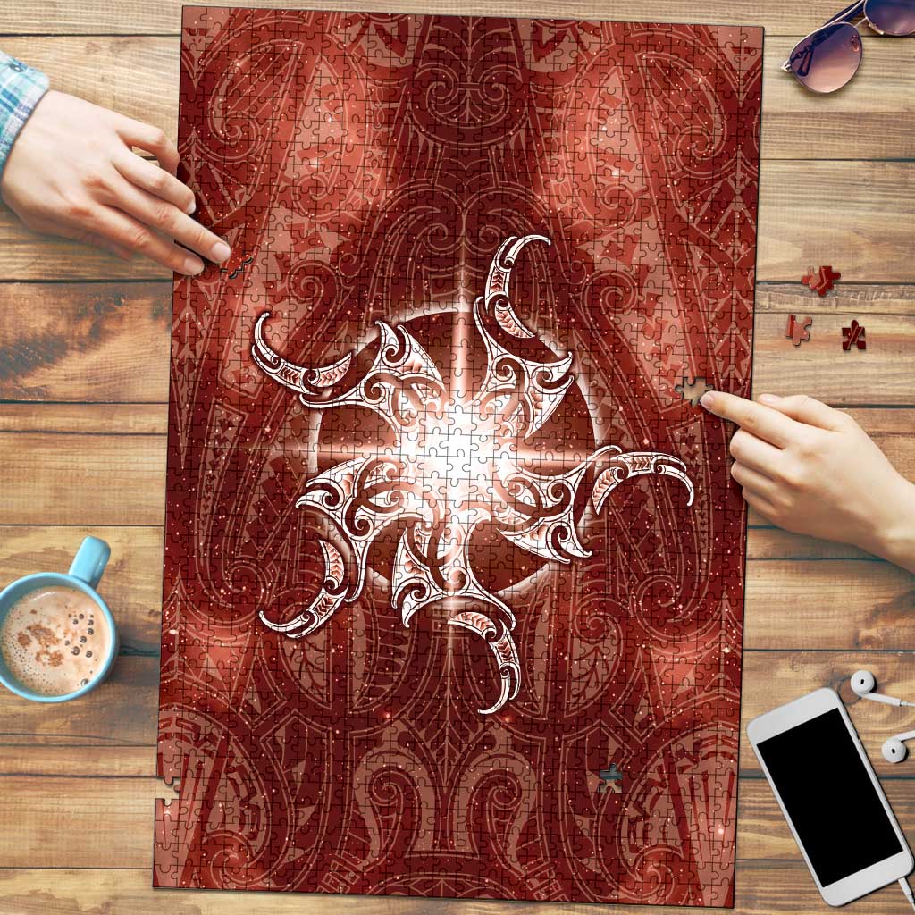 New Zealand Matariki Pohutukawa Puzzle Maori Moko Red Galaxy LT05 Red - Polynesian Pride