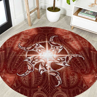 New Zealand Matariki Pohutukawa Round Carpet Maori Moko Red Galaxy