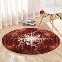 New Zealand Matariki Pohutukawa Round Carpet Maori Moko Red Galaxy