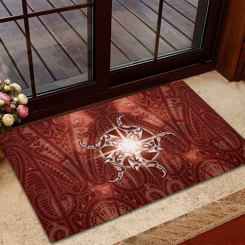 New Zealand Matariki Pohutukawa Rubber Doormat Maori Moko Red Galaxy