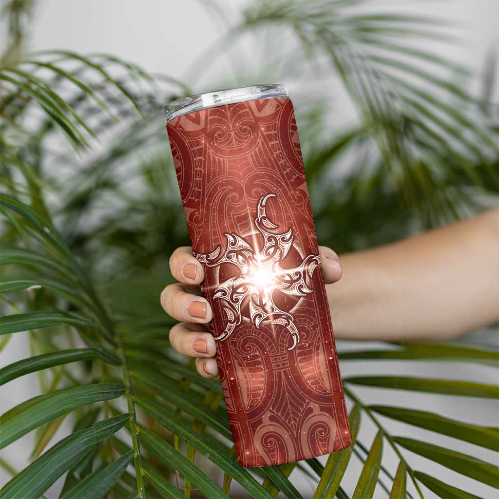 New Zealand Matariki Pohutukawa Skinny Tumbler Maori Moko Red Galaxy LT05 - Polynesian Pride