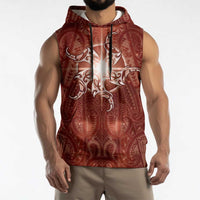 New Zealand Matariki Pohutukawa Sleeveless Hoodie Maori Moko Red Galaxy LT05 - Polynesian Pride