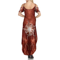 New Zealand Matariki Pohutukawa Summer Maxi Dress Maori Moko Red Galaxy LT05 - Polynesian Pride