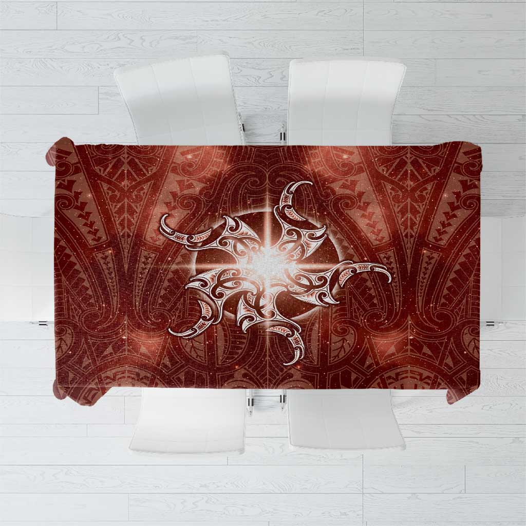 New Zealand Matariki Pohutukawa Tablecloth Maori Moko Red Galaxy