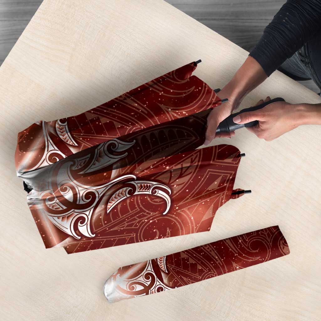 New Zealand Matariki Pohutukawa Umbrella Maori Moko Red Galaxy LT05 - Polynesian Pride