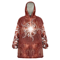 New Zealand Matariki Pohutukawa Wearable Blanket Hoodie Maori Moko Red Galaxy LT05 One Size Red - Polynesian Pride