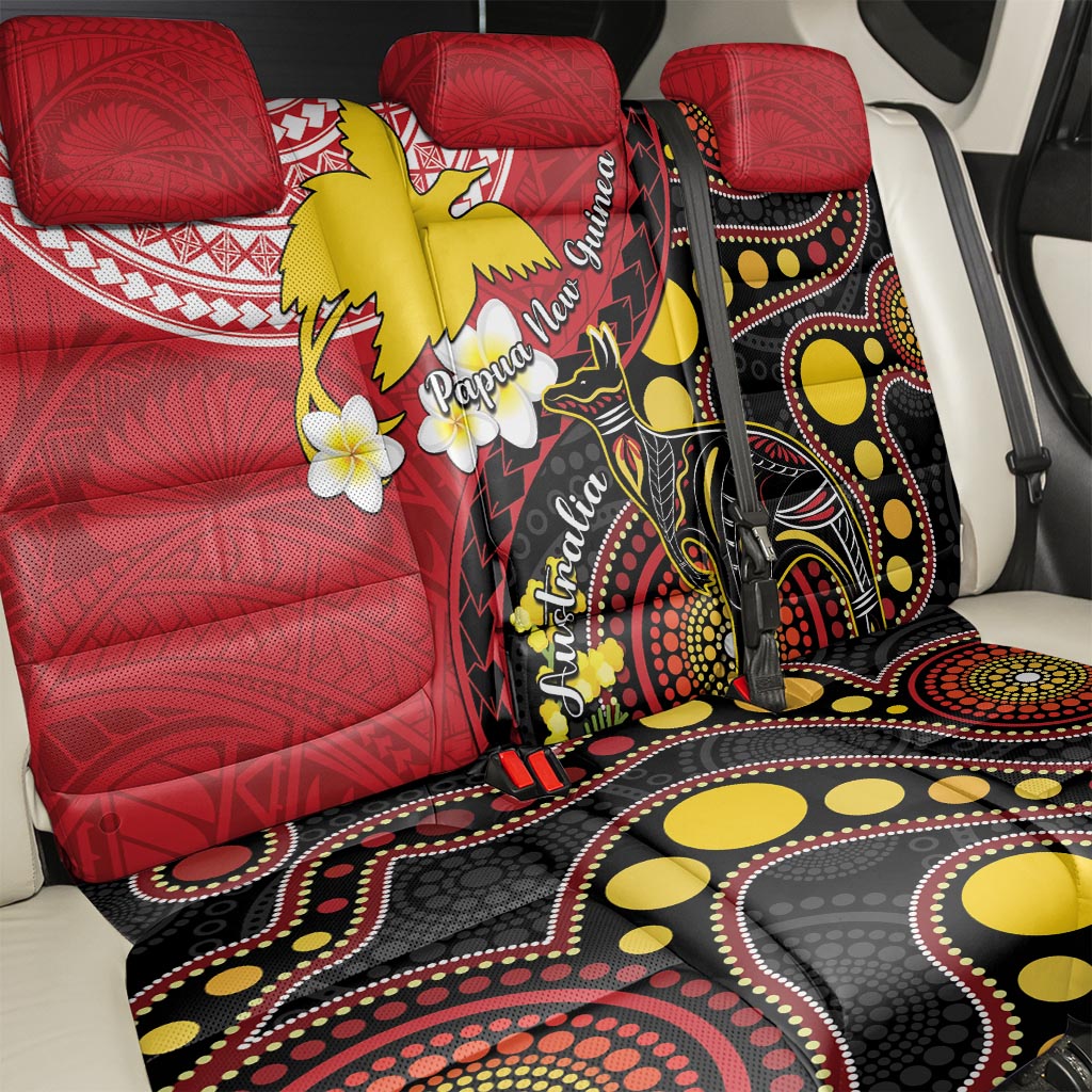 Papua New Guinea And Australia Aboriginal Back Car Seat Cover Bird Of Paradise And Kangaroo Together LT05 - Polynesian Pride