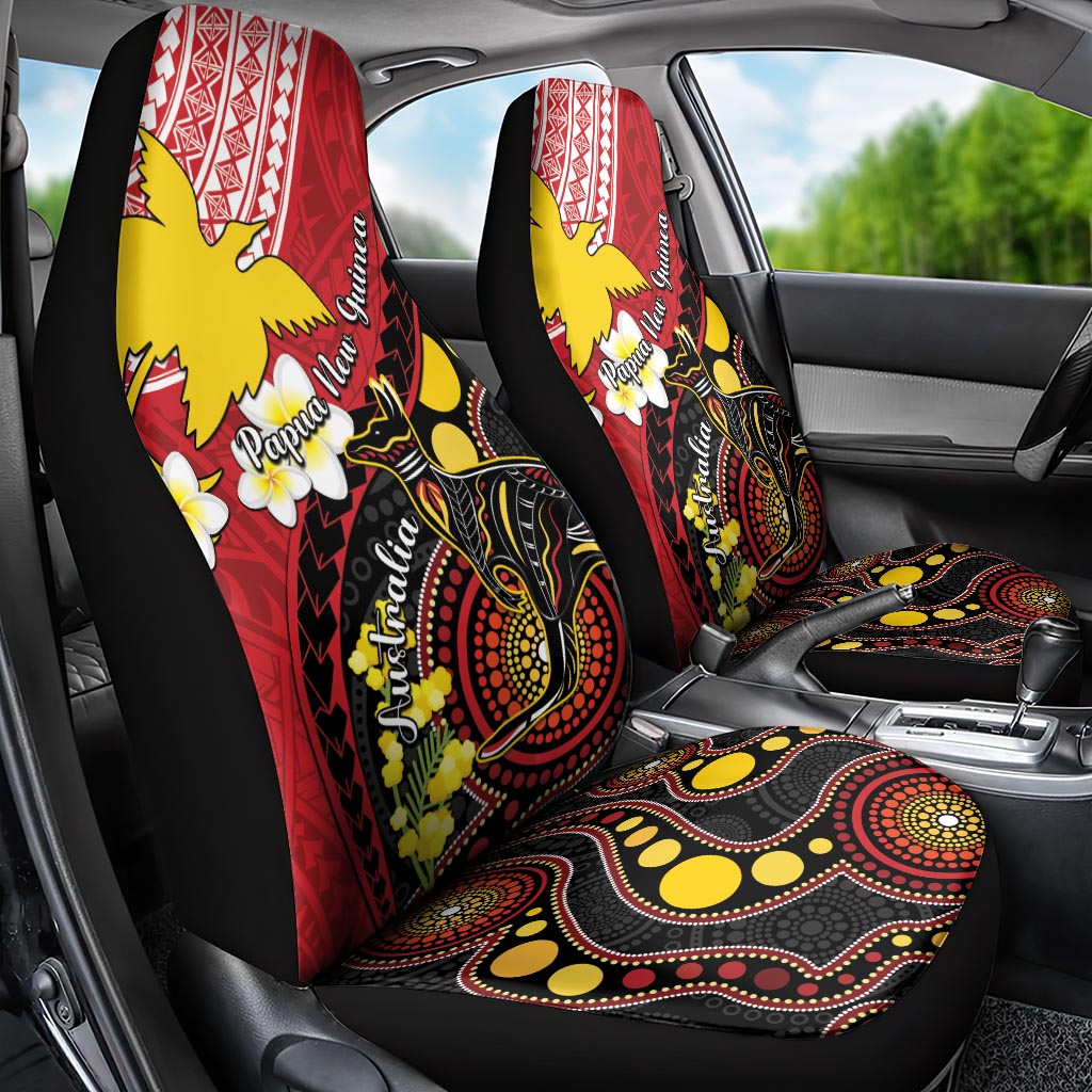 Papua New Guinea And Australia Aboriginal Car Seat Cover Bird Of Paradise And Kangaroo Together LT05 - Polynesian Pride