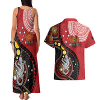 Papua New Guinea And Australia Aboriginal Couples Matching Tank Maxi Dress and Hawaiian Shirt Bird Of Paradise And Kangaroo Together LT05 - Polynesian Pride