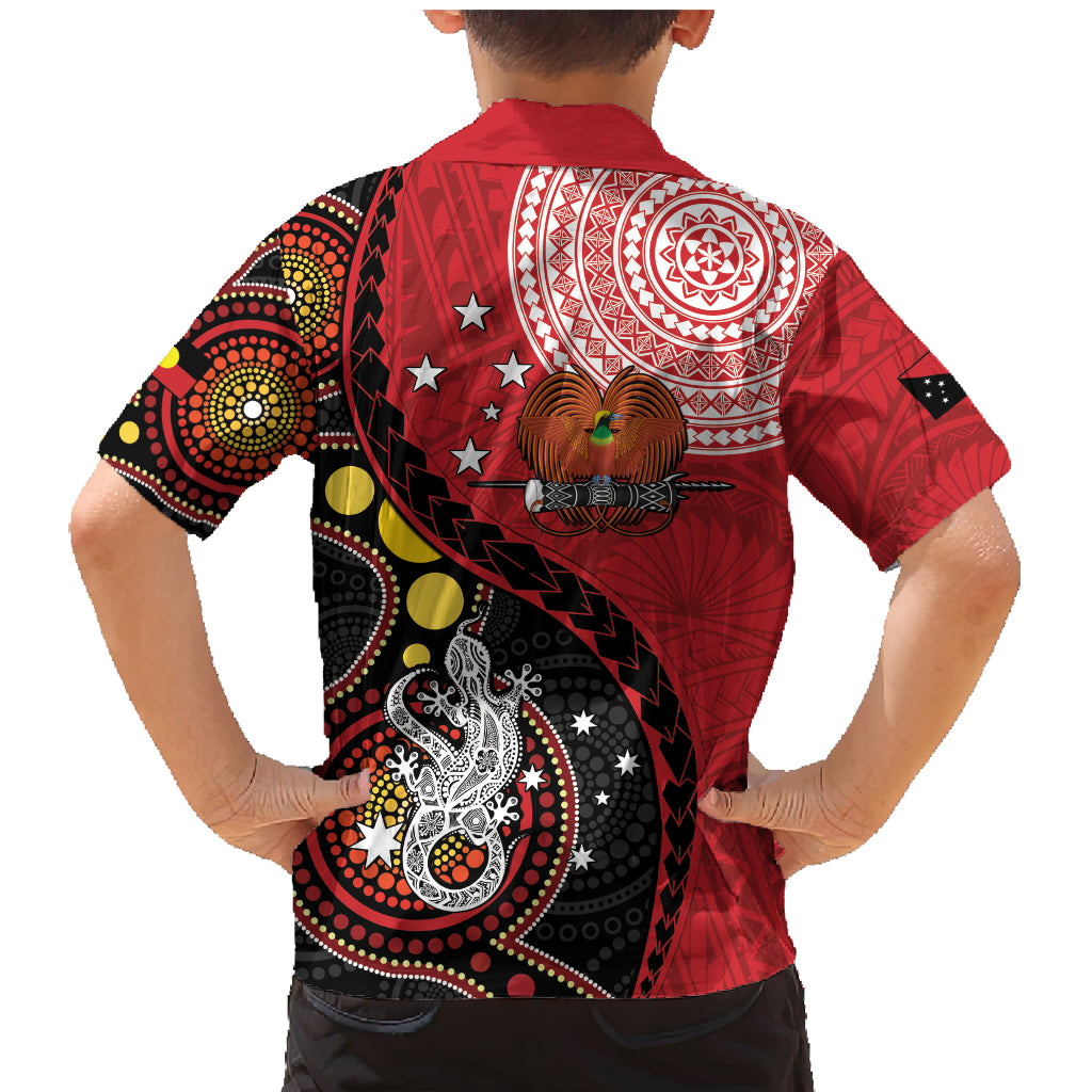 Papua New Guinea And Australia Aboriginal Family Matching Mermaid Dress and Hawaiian Shirt Bird Of Paradise And Kangaroo Together LT05 - Polynesian Pride