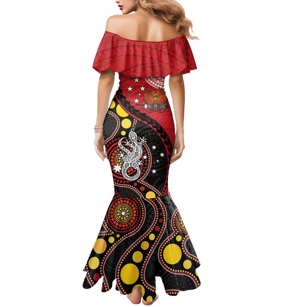 Papua New Guinea And Australia Aboriginal Family Matching Mermaid Dress and Hawaiian Shirt Bird Of Paradise And Kangaroo Together LT05 - Polynesian Pride