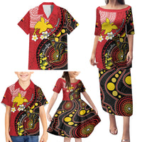 Papua New Guinea And Australia Aboriginal Family Matching Puletasi and Hawaiian Shirt Bird Of Paradise And Kangaroo Together LT05 - Polynesian Pride