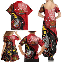 Papua New Guinea And Australia Aboriginal Family Matching Summer Maxi Dress and Hawaiian Shirt Bird Of Paradise And Kangaroo Together LT05 - Polynesian Pride