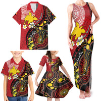 Papua New Guinea And Australia Aboriginal Family Matching Tank Maxi Dress and Hawaiian Shirt Bird Of Paradise And Kangaroo Together LT05 - Polynesian Pride
