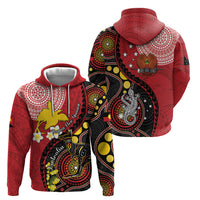 Papua New Guinea And Australia Aboriginal Hoodie Bird Of Paradise And Kangaroo Together LT05 - Polynesian Pride