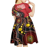 Papua New Guinea And Australia Aboriginal Kid Short Sleeve Dress Bird Of Paradise And Kangaroo Together LT05 - Polynesian Pride