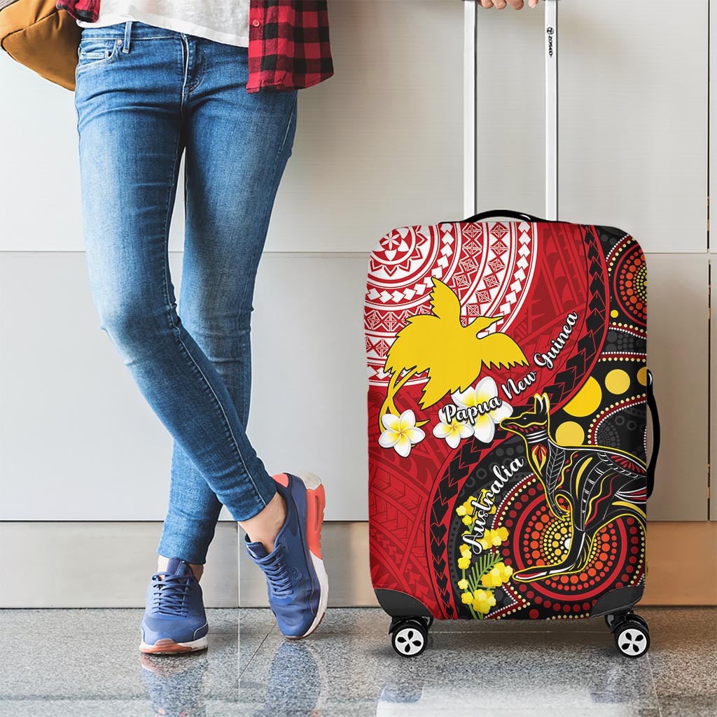 Papua New Guinea And Australia Aboriginal Luggage Cover Bird Of Paradise And Kangaroo Together LT05 - Polynesian Pride