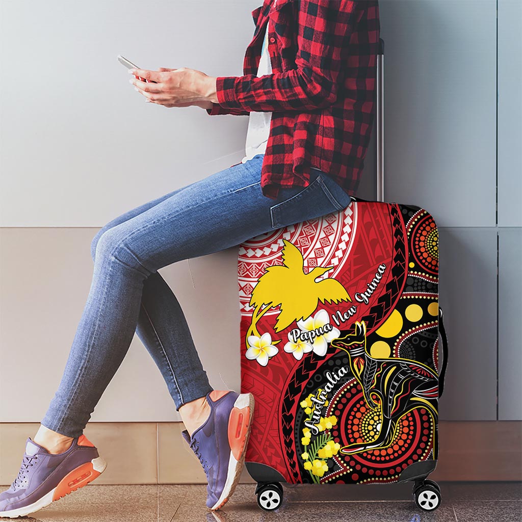 Papua New Guinea And Australia Aboriginal Luggage Cover Bird Of Paradise And Kangaroo Together LT05 - Polynesian Pride